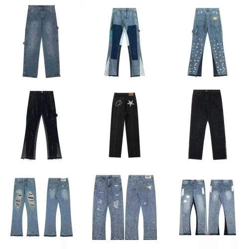 Gallery Dept. La Flare Denim Distressed Jeans Blue and Black