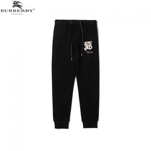 Burberry Equestrian Knight Design Cotton Joggers Black