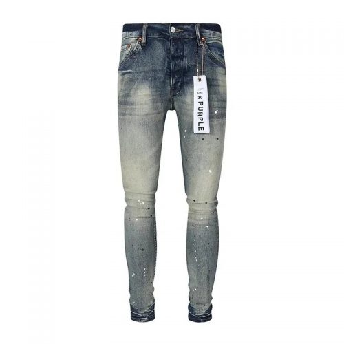 Purple Brand Purple Paint Splatter Slim Fit Jeans Blue