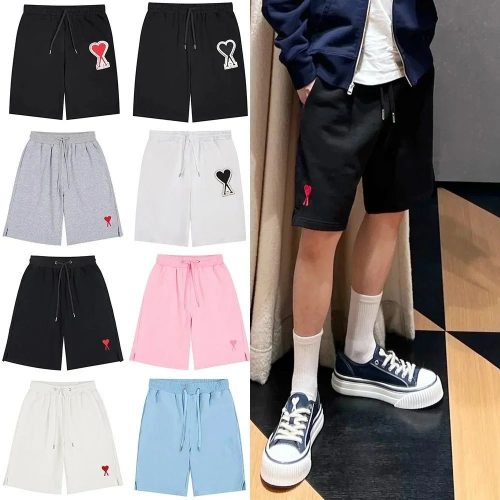 Ami Paris Ami Heart Patch Casual Shorts Multicolor