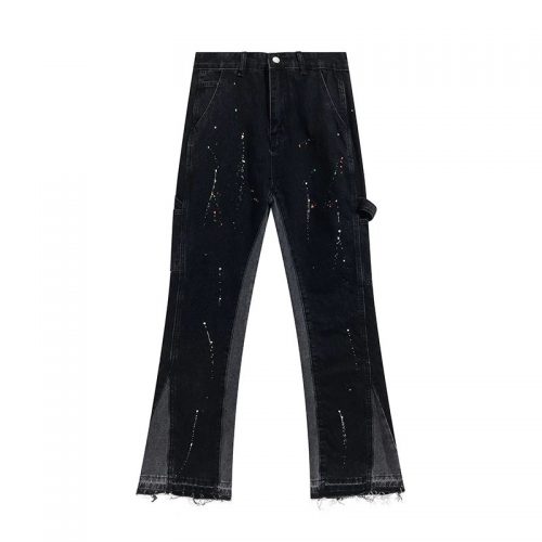 Gallery Dept. Paint Splatter Carpenter Pants Distressed Black Denim