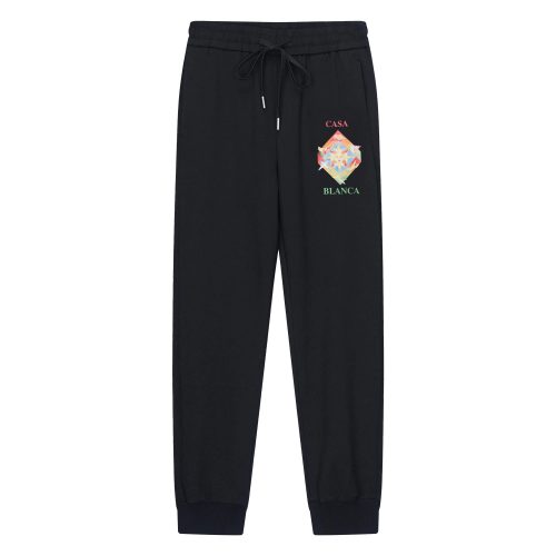 Casablanca Graphic Print Cotton Joggers Black