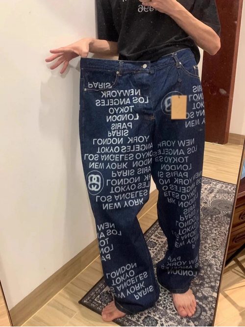Stussy World Tour Graphic Denim Jeans Blue