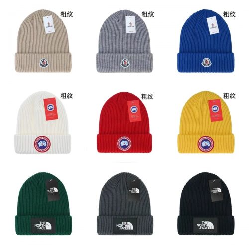 Moncler Ribbed Knit Beanie Winter Hat Beige