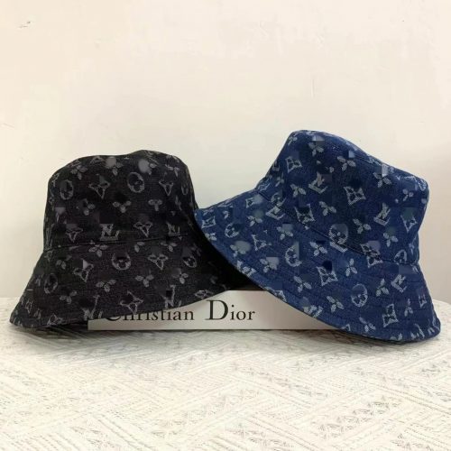 Louis Vuitton LV Monogram Denim Bucket Hat Casual Blue and Black