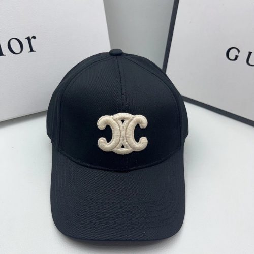 Celine Triomphe Embroidered Baseball Cap Black