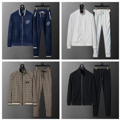 Balmain Monogram Track Suit Casual Jacket and Joggers Navy