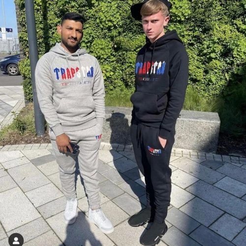 Trapstar Chenille Irongate Streetwear Tracksuit Set Gray and Black