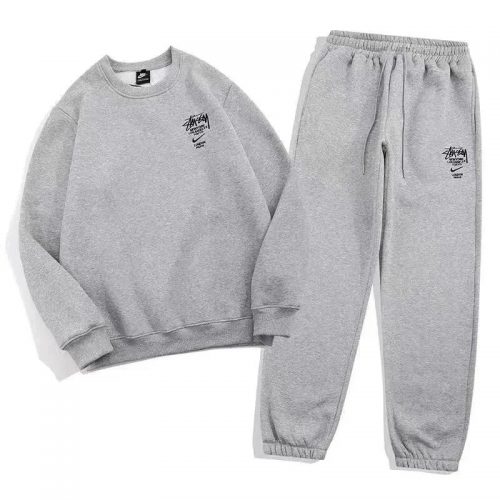 Stussy World Tour Streetwear Tracksuit Set Gray