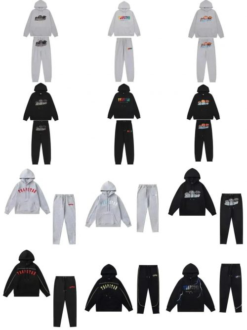 Trapstar Shooters Streetwear Tracksuit Set Black and Gray