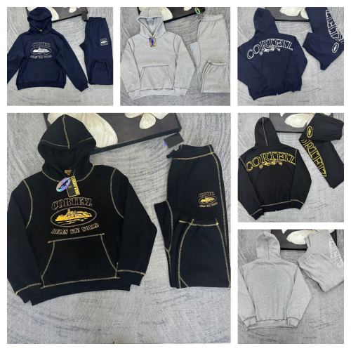 Corteiz Rules The World Graphic Streetwear Tracksuit Set Black