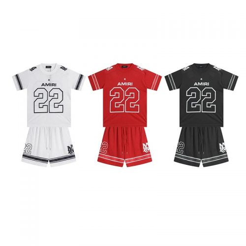 Amiri Football Jersey Set Graphic Sporty Matching Set White Red and Black