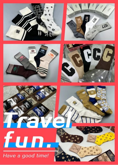 Louis Vuitton LV Monogram Socks Luxury Casual Socks Multicolor