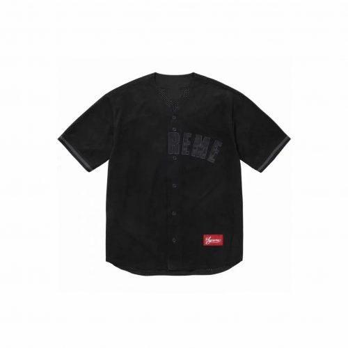 Supreme Velour Baseball Jersey Streetwear Shirt Black