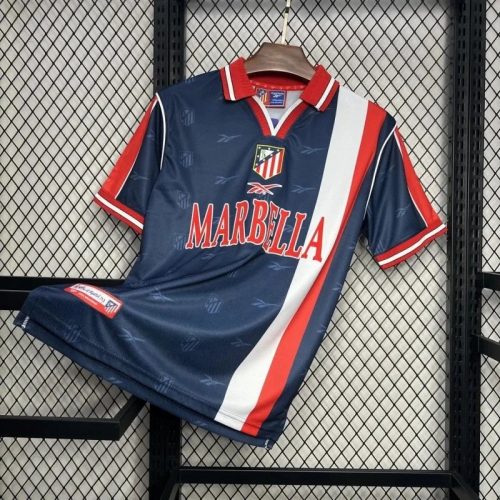 Reebok Atletico Madrid 1995-96 Retro Soccer Jersey Navy and Red
