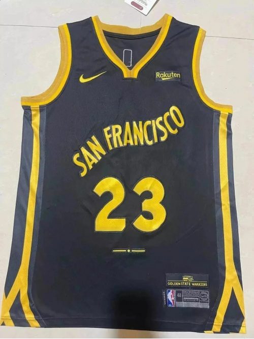 Nike Golden State Warriors 23 City Edition Basketball Jersey Black and Yellow
