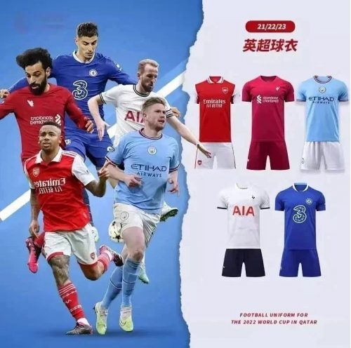 Design Premier League Football Kits Retro Soccer Jersey Set Multicolor
