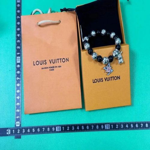 Louis Vuitton LV Bead Bracelet Beaded Jewelry Black and Silver