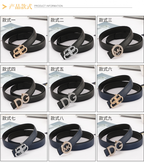 Design Logo Buckle Leather Belt Casual Accessories Multicolor