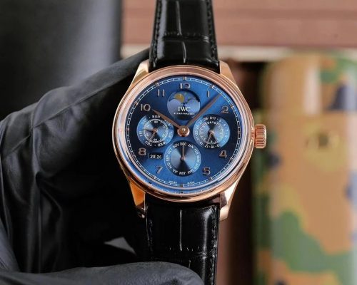 IWC Portugieser Perpetual Calendar Luxury Watch Blue and Rose Gold
