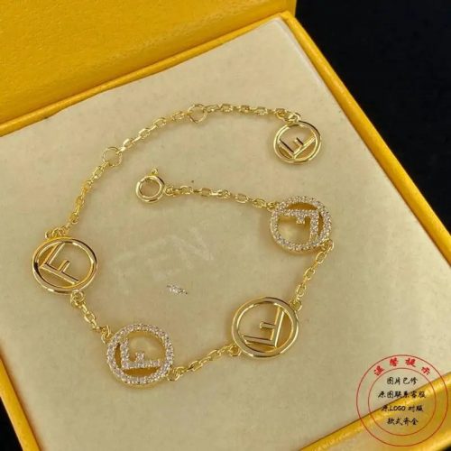 Fendi F is Fendi Crystal Chain Bracelet Gold