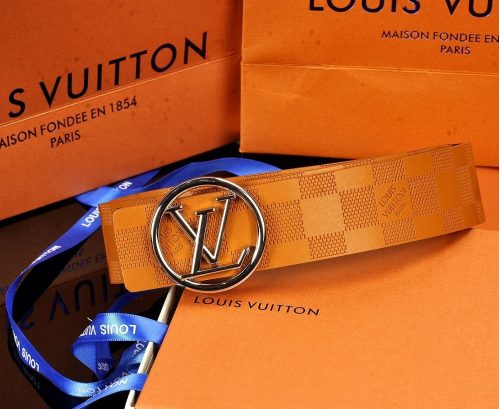 Louis Vuitton LV Damier Ebene Classic Leather Belt Brown