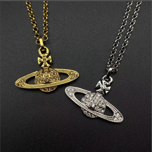 Vivienne Westwood Orb Pendant Crystal Necklace Gold and Silver