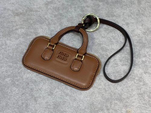 Miu Miu Miniature Handbag Charm Leather Bag Charm Brown