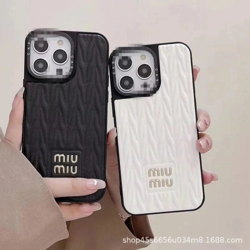 Miu Miu Matelassé Quilted Leather Phone Case Black and White