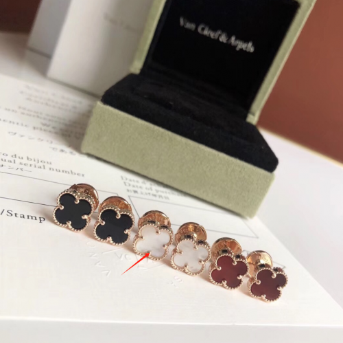 Van Cleef & Arpels VCA Vintage Alhambra Stud Earrings Gold and Multicolor