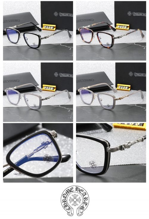 Chrome Hearts 9159 Luxury Eyeglasses Silver and Black