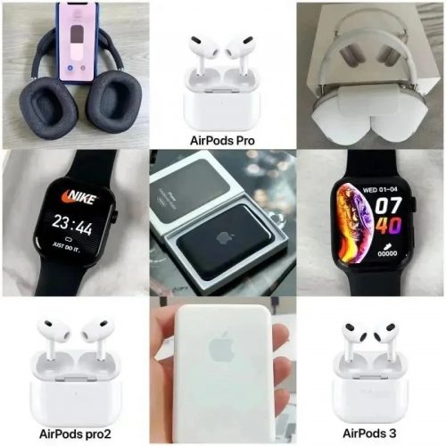 Apple AirPods and Smartwatch Tech Accessories Collection White and Black