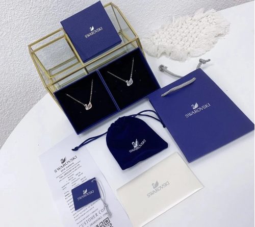 Swarovski Iconic Swan crystal pendant necklace Silver
