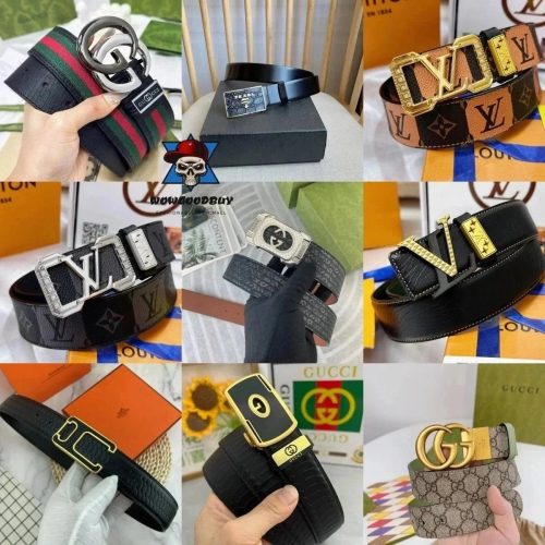 Gucci GG Buckle Web Belt Classic Leather Strap Black and Green Red