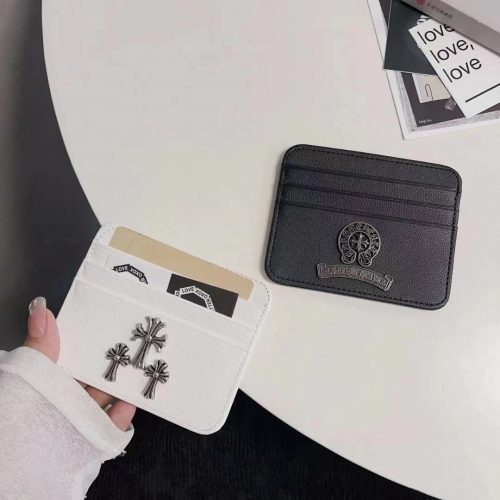 Chrome Hearts Cross Patch Leather Card Holder Black and White