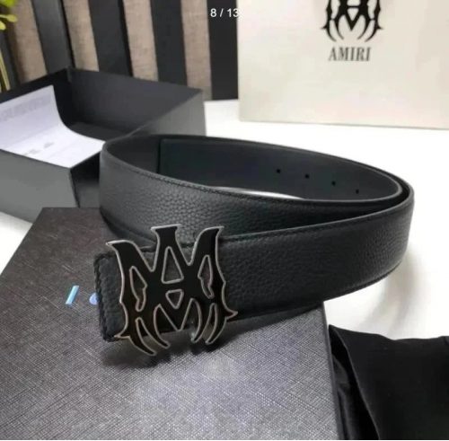 Amiri MA Plaque Leather Belt Black