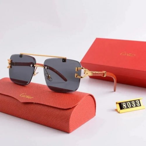 Cartier Premiere de Cartier Rimless Sunglasses Gold and Brown