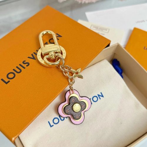 Louis Vuitton LV Flower Full Key Holder Bag Charm Pink and Brown