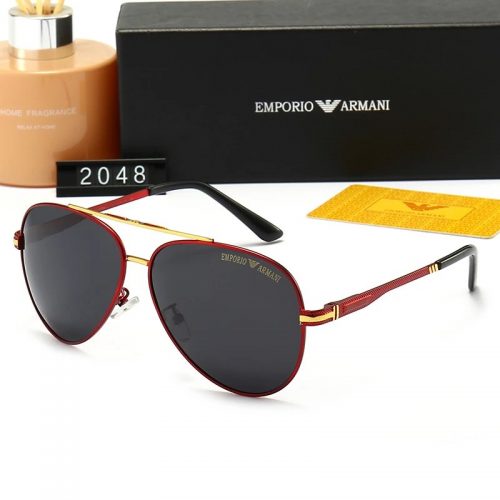 Emporio Armani EA Aviator Sunglasses Red and Gold