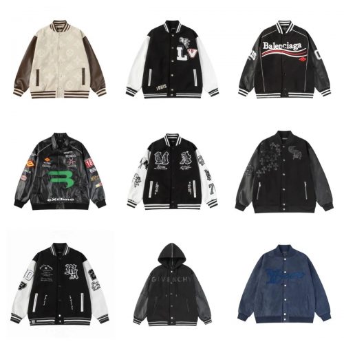 Louis Vuitton LV Varsity Jacket Casual Bomber Jacket Black and White