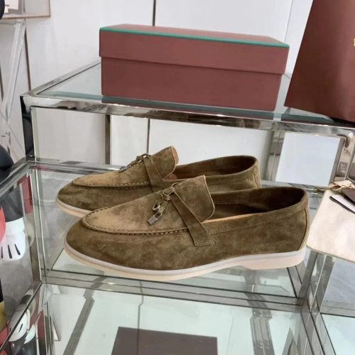Loro Piana Suede Tassel Loafers Casual Shoes Brown