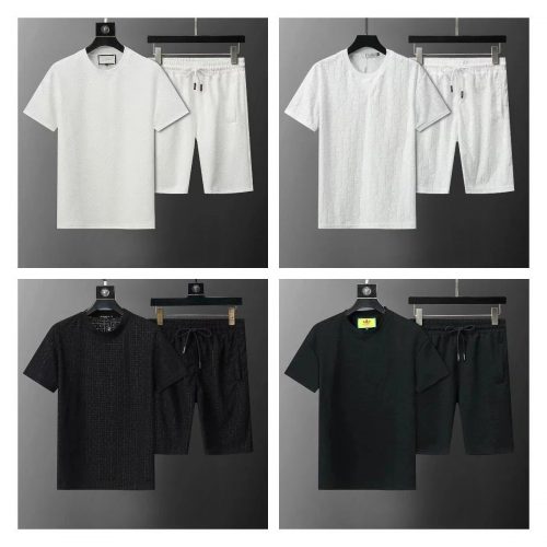 Givenchy Monogram Embossed Casual T-Shirt and Shorts Set Black and White