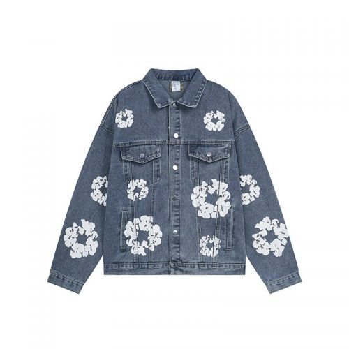 Denim Tears Floral Print Denim Jacket Casual Blue