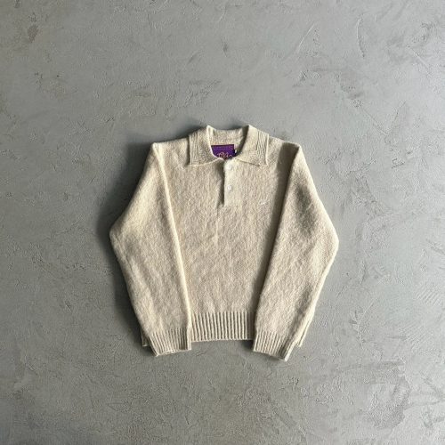 Needles Mohair Polo Sweater Collared Knit Sweater Beige
