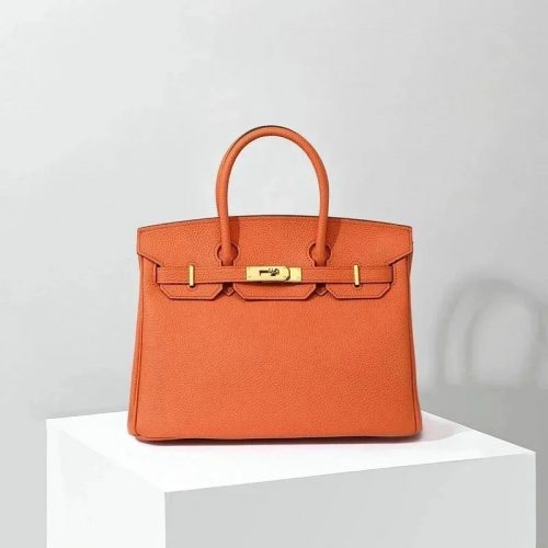Hermes Birkin 25 Iconic Leather Handbag Orange