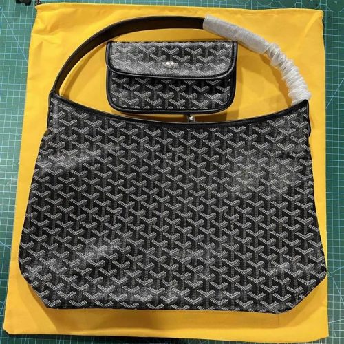 Goyard Hobo Iconic Canvas Shoulder Bag Black