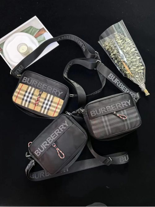 Burberry Check Nylon Crossbody Bag Casual Shoulder Bag Multicolor