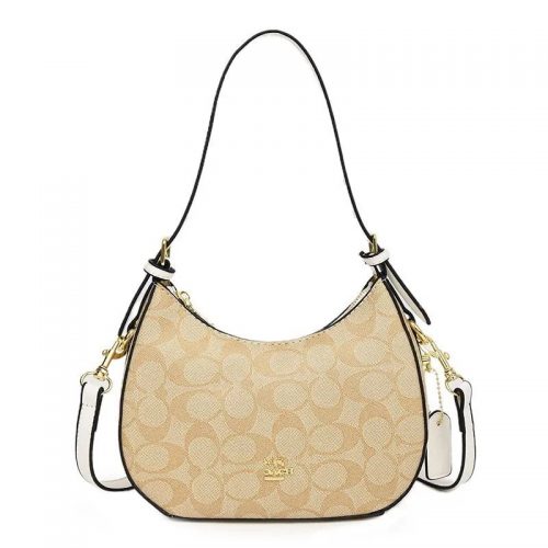 Coach Signature Canvas Hobo Bag Shoulder Bag Beige