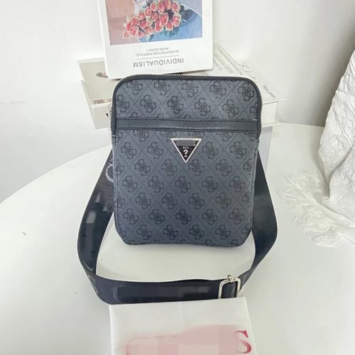 Guess Monogram Print Casual Crossbody Bag Black