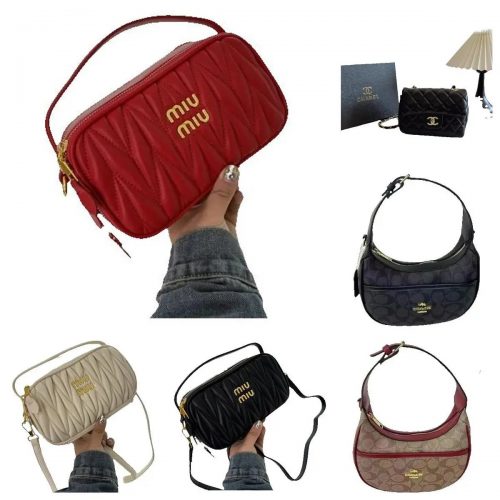 Miu Miu Matelasse Leather Camera Bag Quilted Crossbody Bag Red